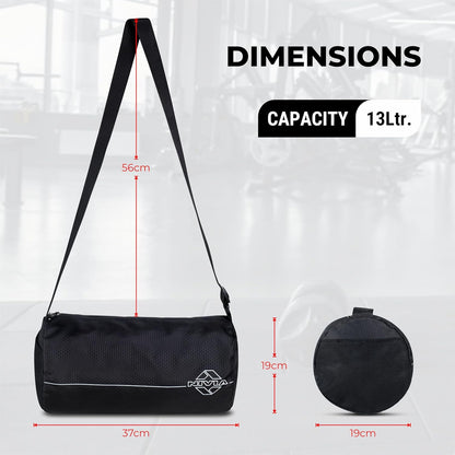 Nivia Basic Duffle Bag | Polyester (Black, 12 Litre) Gym Bags | Adjustable Shoulder Bag | Fitness Bag | Carry Bags | Sports & Travel Bag | Sports Kit Bag | Men & Women
