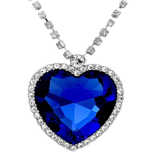 YouBella Stylish Party Wear Jewellery Silver Plated Pendant for Women (Blue)(YBPD_71096A)