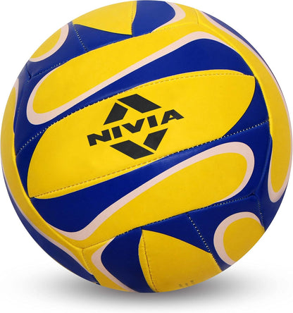 NIVIA 472 Rubber Volley Ball for Men & Women (Yellow/Blue, Size-4) | Material-Rubber | Air Retention and High Bounce | Rubberized Stitching | Ideal for Training | Indoor | Soft