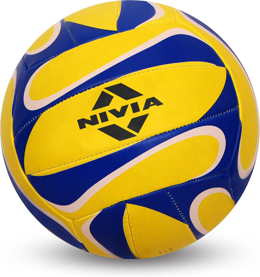 NIVIA 472 Rubber Volley Ball for Men & Women (Yellow/Blue, Size-4) | Material-Rubber | Air Retention and High Bounce | Rubberized Stitching | Ideal for Training | Indoor | Soft