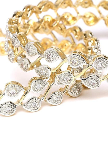 YouBella Stylish Traditional Jewellery Gold Plated and American Diamond Bangle Set for Women