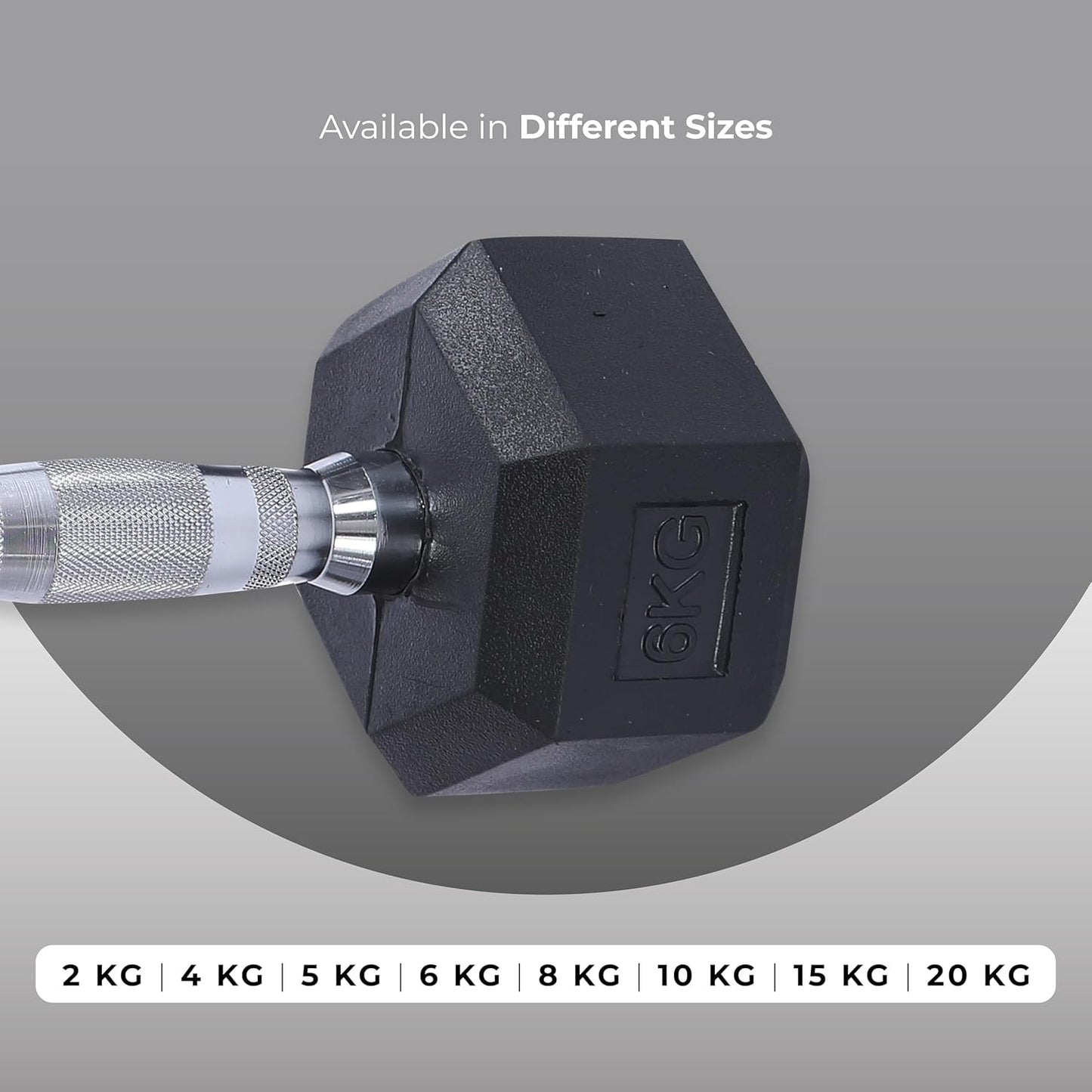 Endless Pair of Hexagon Rubber Coated Dumbbells | Black | Material: Iron and Rubber | Perfect for Bodybuilding, Fitness, Weight Lifting and Training at Home or Gym