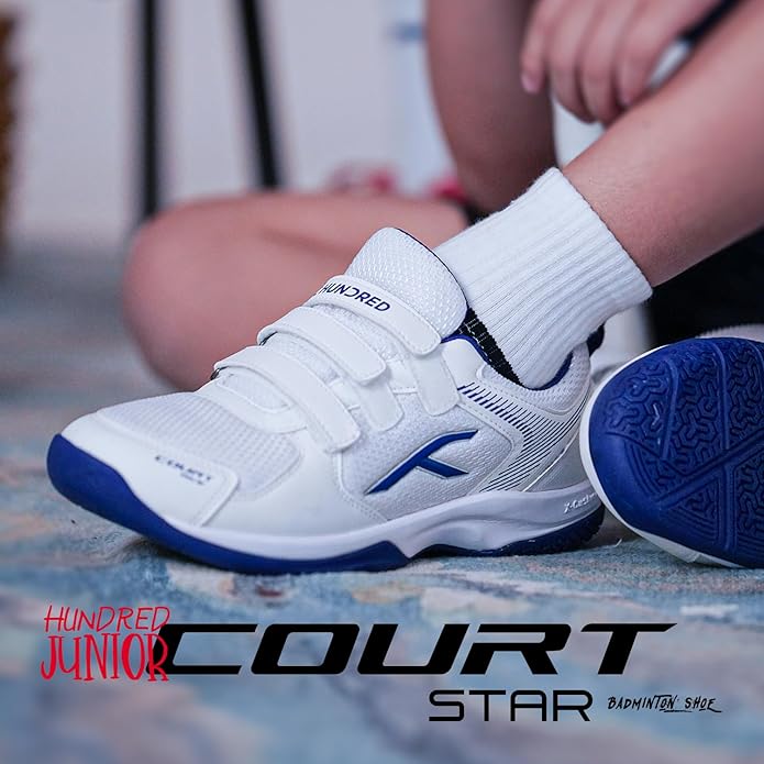 HUNDRED Court Star Non-Marking Professional Badminton Shoes for Mens | X-Cushion Protection | Suitable for Indoor Tennis/Squash/Table Tennis/Basketball & Padel