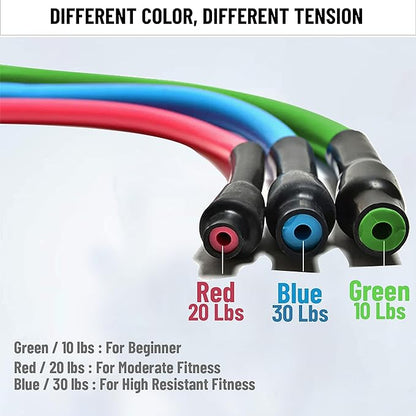 Ab. Light Resistance Level Toning Tube of 10LB with Foam Handles | Material : Natural Rubber | For Exercise & Stretching | Home & Gym Resistance Band for Men & Women