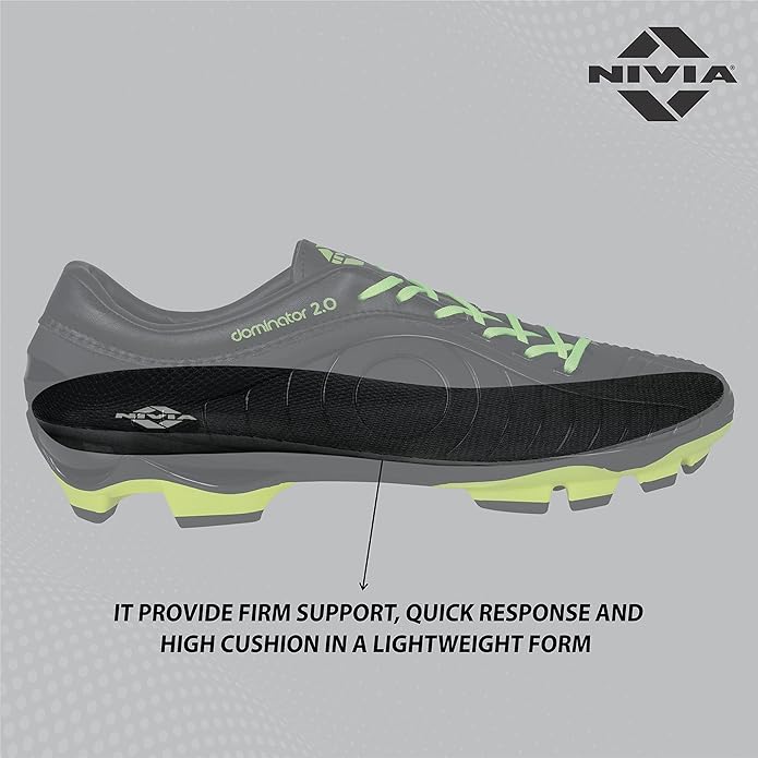 Nivia Dominator 2.0 Football Shoes | Thermoplastic Polyurethane | PVC sole | Lace-Fastening | Padded Footbed