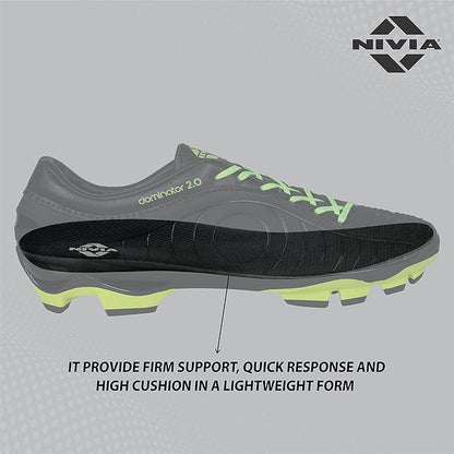 Nivia Dominator 2.0 Football Shoes | Thermoplastic Polyurethane | PVC sole | Lace-Fastening | Padded Footbed