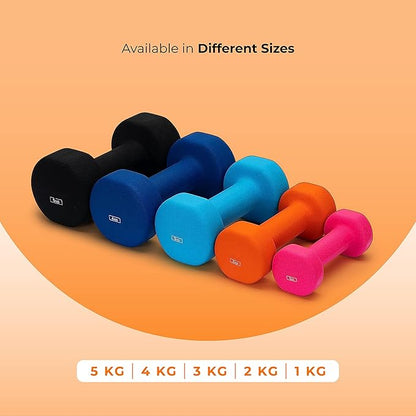 anythingbasic Ab. Neoprene Dumbbells of 4Kg (8.8LB) Includes 2 Dumbbells of 2Kg (4.4LB) | Orange | Material : Iron with Neoprene coat | Exercise and Fitness Weights for Women and Men at Home/Gym