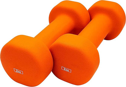 anythingbasic Ab. Neoprene Dumbbells of 4Kg (8.8LB) Includes 2 Dumbbells of 2Kg (4.4LB) | Orange | Material : Iron with Neoprene coat | Exercise and Fitness Weights for Women and Men at Home/Gym