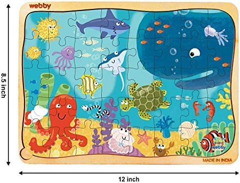 Webby Wooden Floor Puzzles for Kids – Underwater Animals & Cute Mermaid Themes | 40 Pcs Ocean Adventure Learning Toy for 3+ Years pack of 2