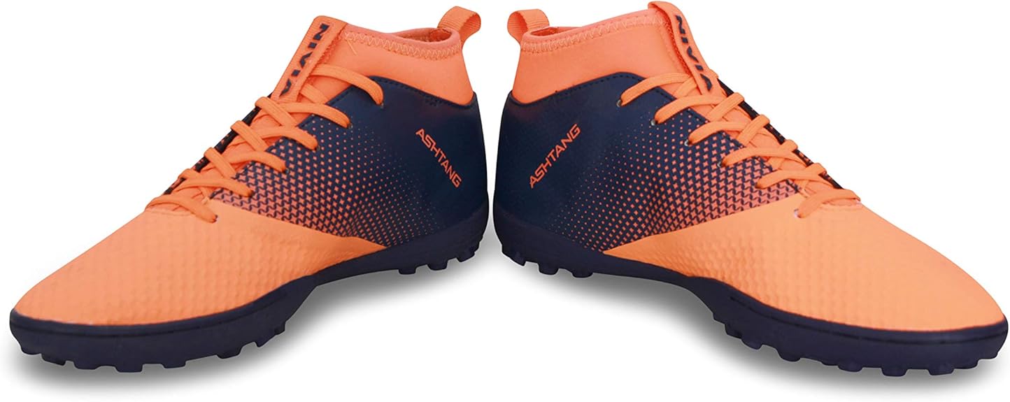 Nivia Ashtang Football Turf Shoes (Fluro Orange, 8 UK/ 9 US / 42 EU) | Rubber, Moulded Insole | Minimal Water Absorption