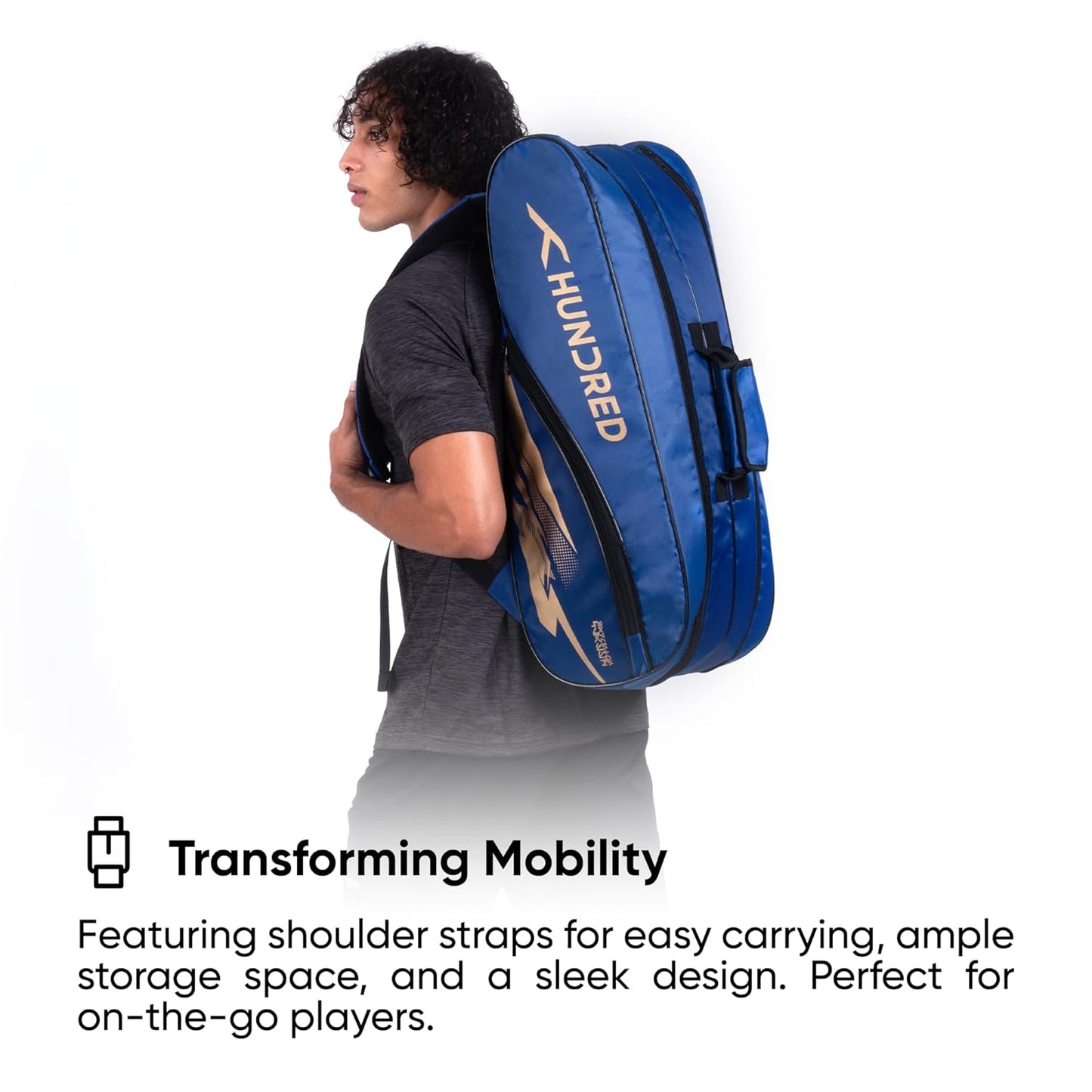 Hundred Cosmogear Badminton Kit-bag Double Zipper Bag Front Zipper Pocket | Material: Polyester | Padded Back Straps | Easy-Carry Handle