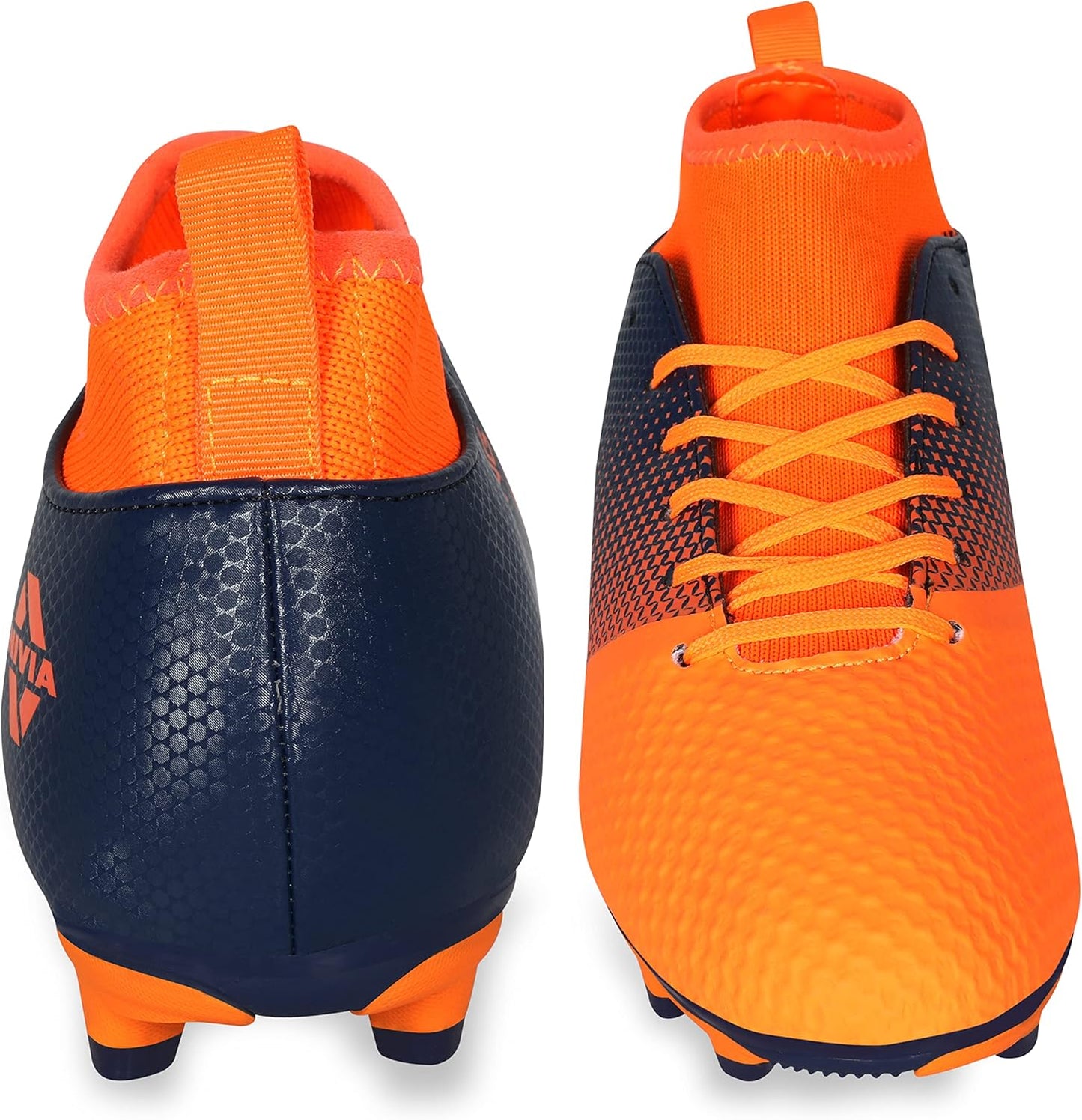 Nivia Ashtang Football Shoes (Black/Orange, 3 UK/ 4 US / 37 EU) | Synthetic Leather | PVC sole | Lace-Fastening | Padded Footbed
