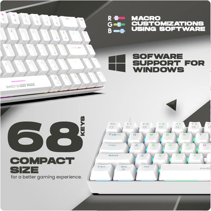 Cosmic Byte CB-GK-36 Artemis 68Key Per Key RGB Wired Mechanical Keyboard with Outemu Swappable Blue Switches and Software (White)