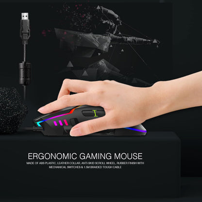 Ant Esports GM320 RGB Optical Wired Gaming Mouse | Ambidextrous Design | 8 Programmable Buttons | Adjustable DPI up to 12800 | RGB Lighting | Rapid-Fire Button