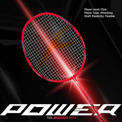 HUNDRED Powertek 2000 PRO Graphite Strung Badminton Racket with Full Racket Cover | For Intermediate Players | Weight: 90 grams | Maximum String Tension