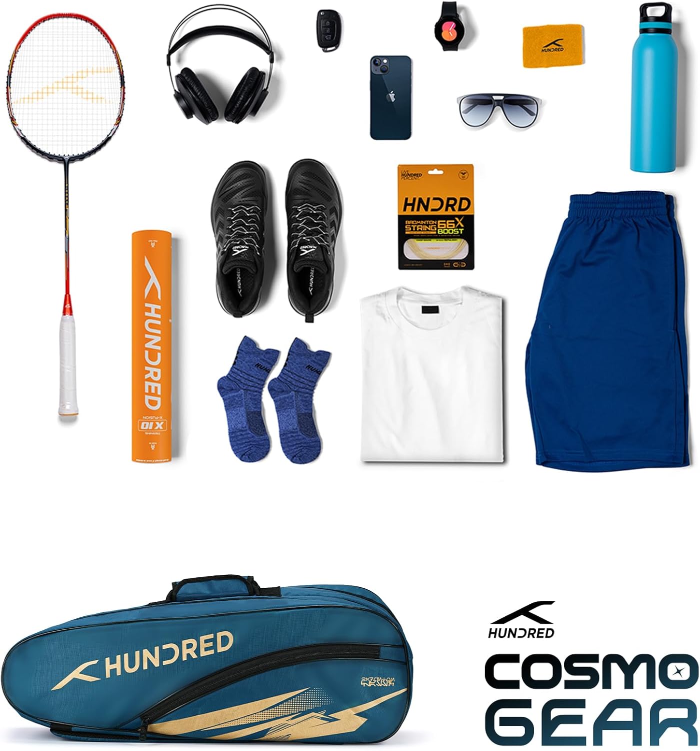 Hundred Cosmogear Badminton Kit-bag | Double Zipper | Bag with Front Zipper Pocket | Material: Polyester | Padded Back Straps | Easy-Carry Handle