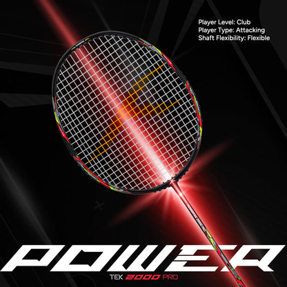 HUNDRED Powertek 2000 PRO Graphite Strung Badminton Racket with Full Racket Cover | For Intermediate Players | Weight: 90 grams | Maximum String Tension