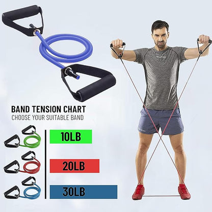 Ab. Light Resistance Level Toning Tube of 10LB with Foam Handles | Material : Natural Rubber | For Exercise & Stretching | Home & Gym Resistance Band for Men & Women