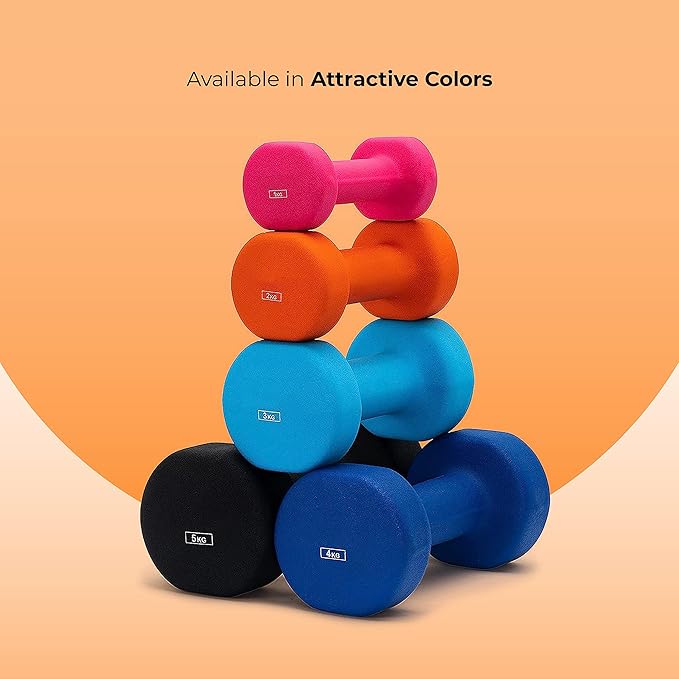 anythingbasic Ab. Neoprene Dumbbells of 4Kg (8.8LB) Includes 2 Dumbbells of 2Kg (4.4LB) | Orange | Material : Iron with Neoprene coat | Exercise and Fitness Weights for Women and Men at Home/Gym