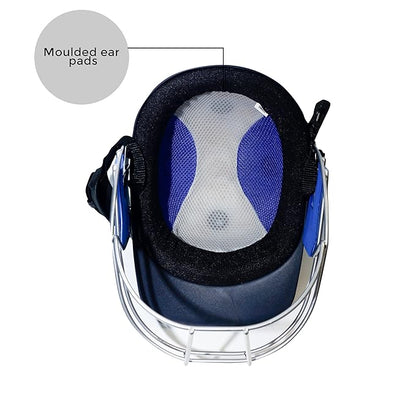 SS Elite Cricket Helmet | Navy Blue | Size: Medium | For Men & Boys | Mild Steel Grill | Eva Padding