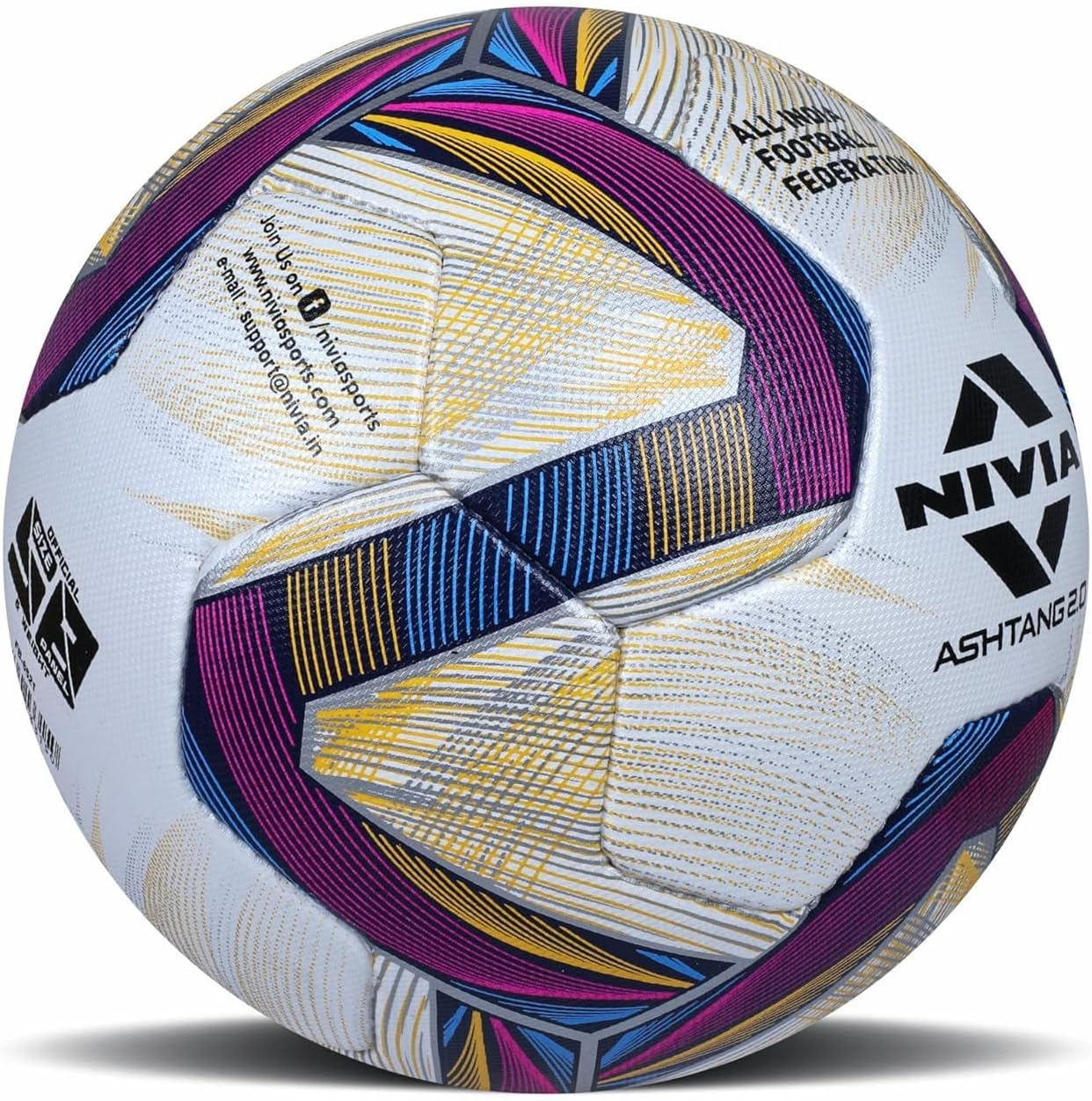 Nivia Ashtang Football, Size 5 (White/Black/Brown) | 8521