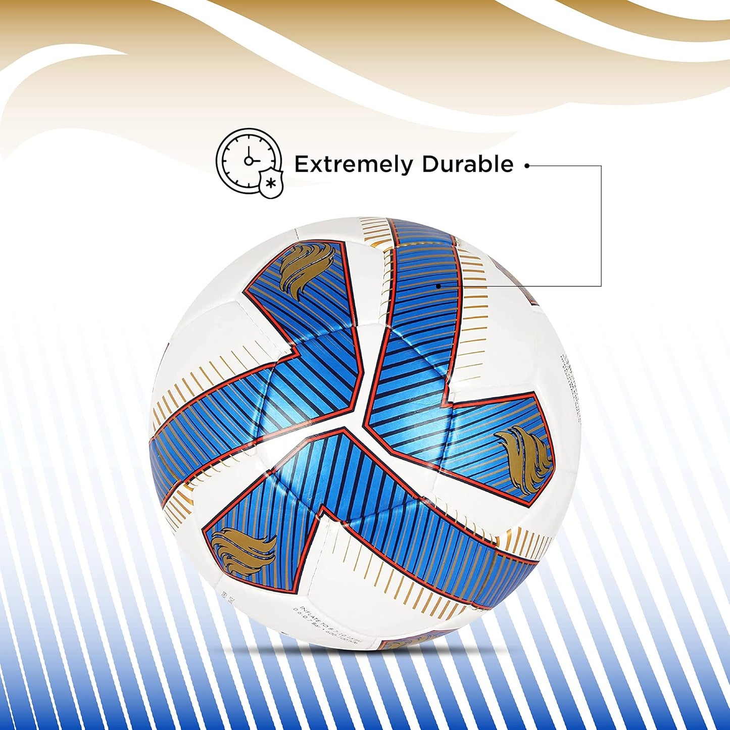 NIVIA Dom Football | Material: ‎Polyvinyl Chloride (PVC) | Inflating Needle | Air Retention | 32 Panel | Suitable For Grassy Grounds | For Men and Women | Futsal Ball (Blue) Size-5