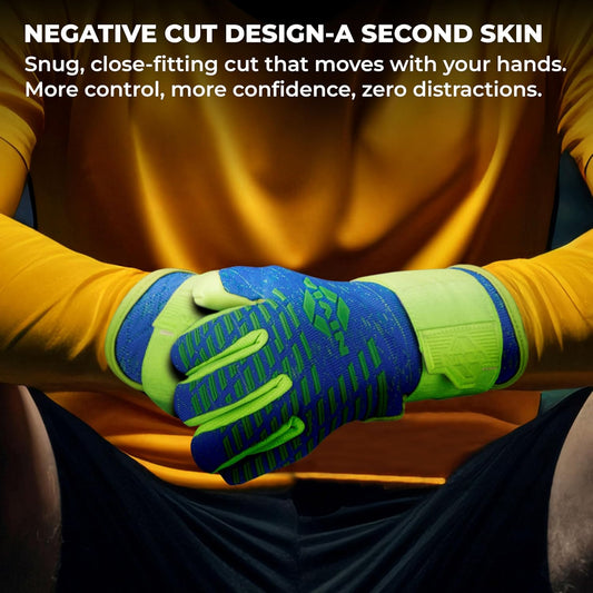 NIVIA Latex Ashtang Goalkeeper Gloves, Large (SkyBlue/F.Green)