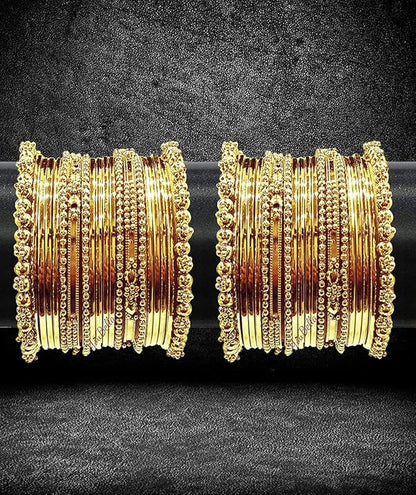 YouBella Jewellery Gold Plated Brass Bracelet Bangle Set for Women (Set of 2), Small, Metal, No Gemstone