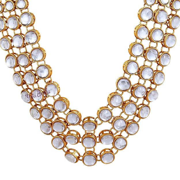 YouBella Stylish Latest Traditional Jewellery Gold Plated Jewellery Set for Women (Golden)(YBNK_5426A)
