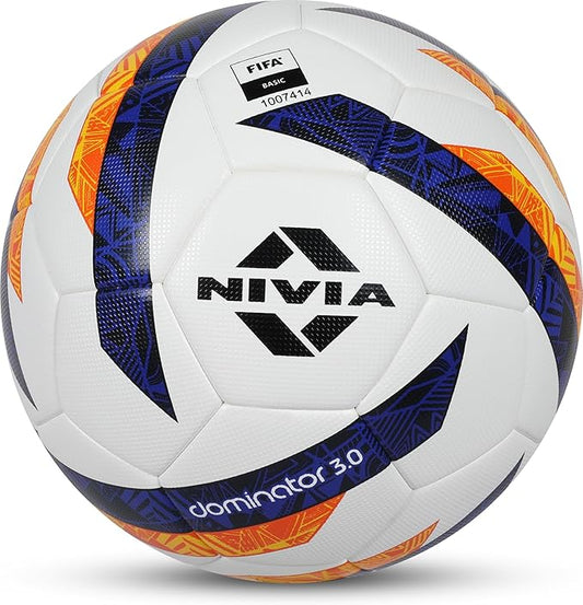 NIVIA Dominator 3.0 Football (Multicolour, Size 5) | Machine Stitched | 32 Panel | Thermobonded | Soccer Ball | Butyl Bladder Core