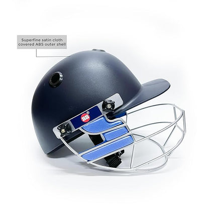 SS Elite Cricket Helmet | Navy Blue | Size: Medium | For Men & Boys | Mild Steel Grill | Eva Padding