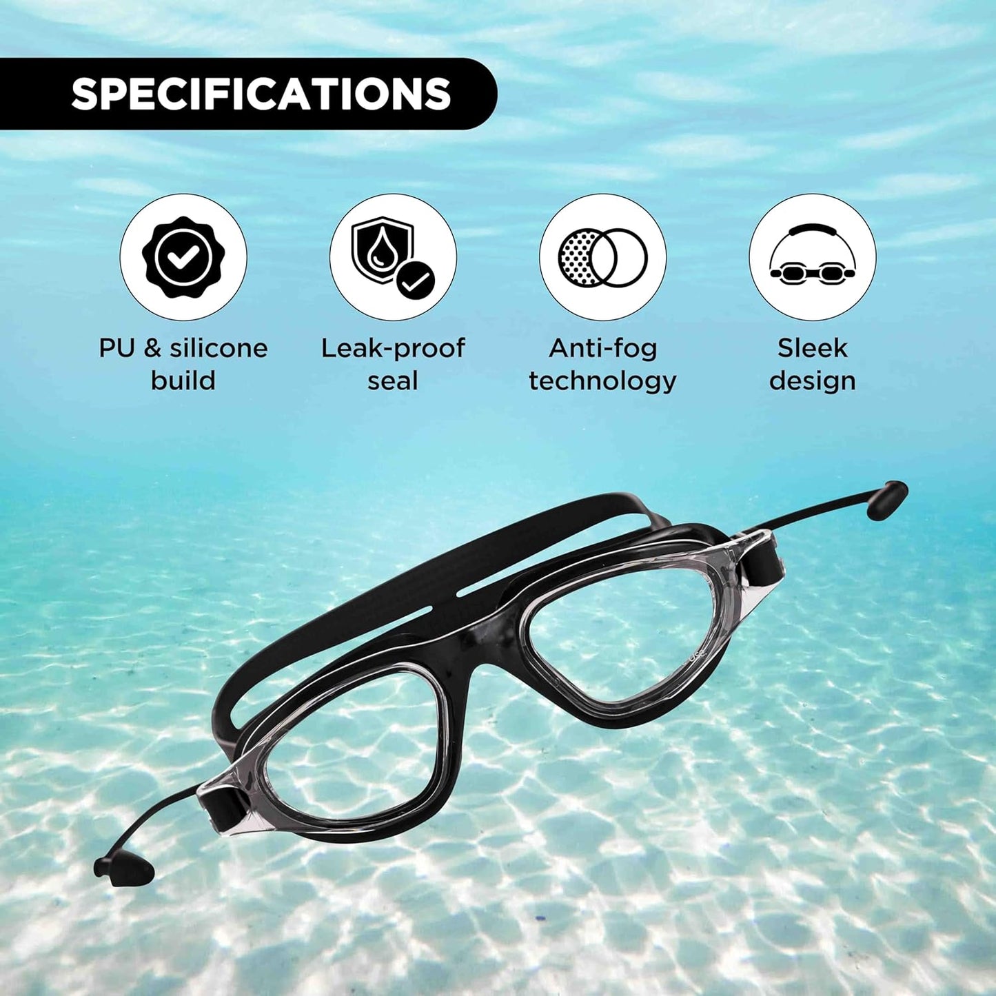 Endless EL1002 Stylish Swimming Goggle with Anti-Fog and UV Protection | Material : Silicon, Plastic | With Adjustable Strap and Ear Buds | Soft Silicon Gasket for Leak Proof | With Hard Case