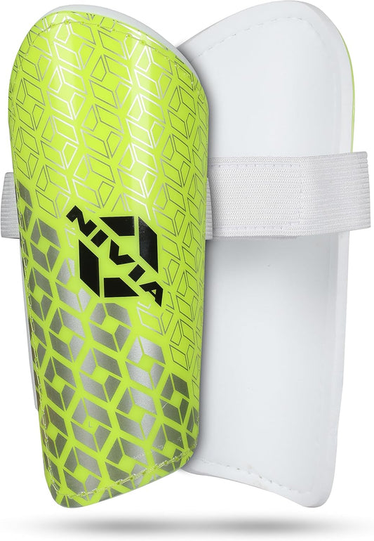 Nivia Wisdom - 2018 Plastic Shin Guard for Youth (Green, Small) | for Football Games Matches, Training | Light Weight & Breathable