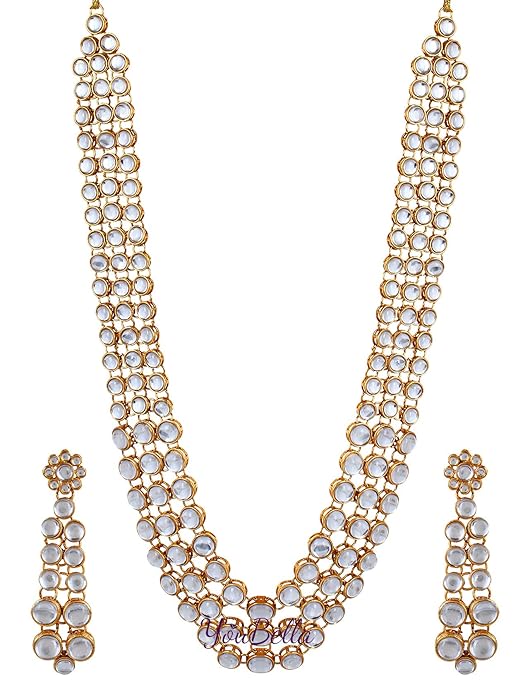 YouBella Stylish Latest Traditional Jewellery Gold Plated Jewellery Set for Women (Golden)(YBNK_5426A)