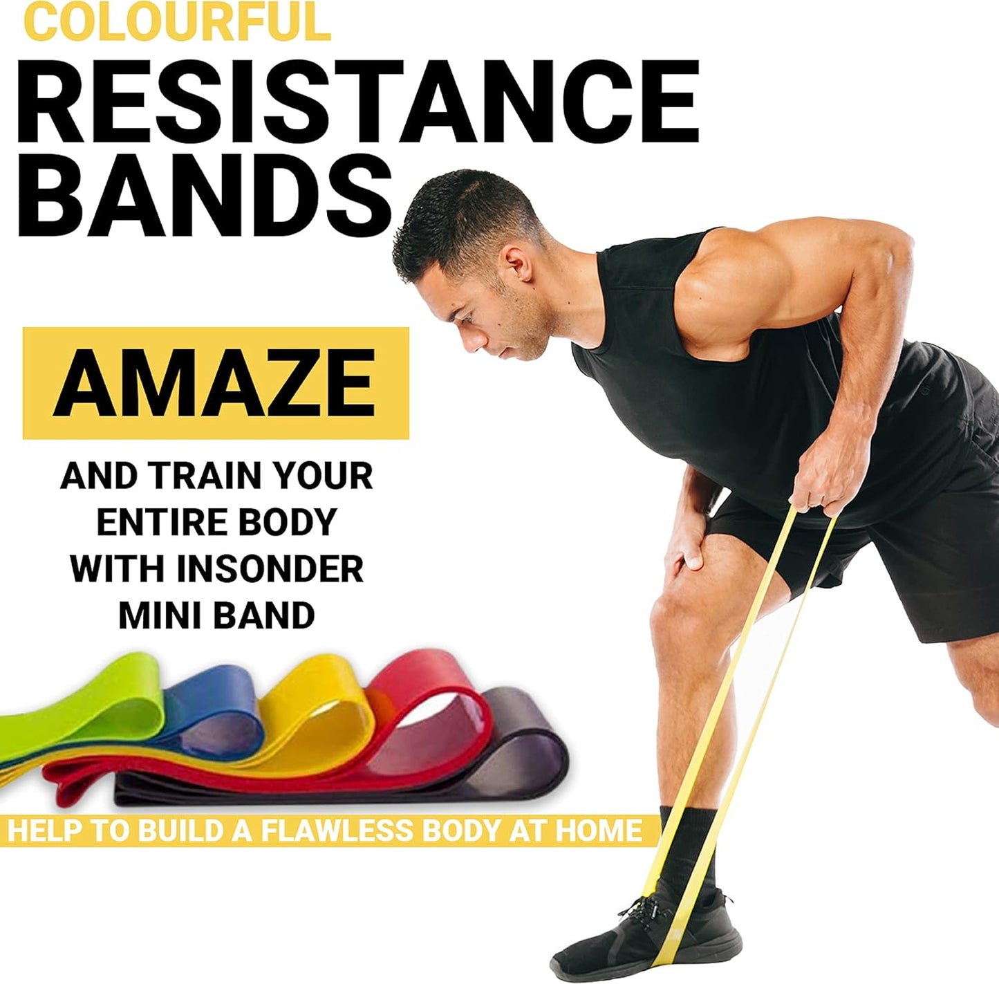 Anythingbasic Resistance Loop Bands Set of 3 Pieces With Light, Medium and Heavy Resistance Level | Multi Colour | Material : Cotton | Resistance Band for Squats, Hip & Glute Workouts for Men & Women