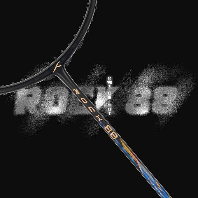 Hundred Rock 88 Carbon Fibre Strung Badminton Racket with Full Racket Cover | for Intermediate Players | 78 Grams | Maximum String Tension - 32lbs