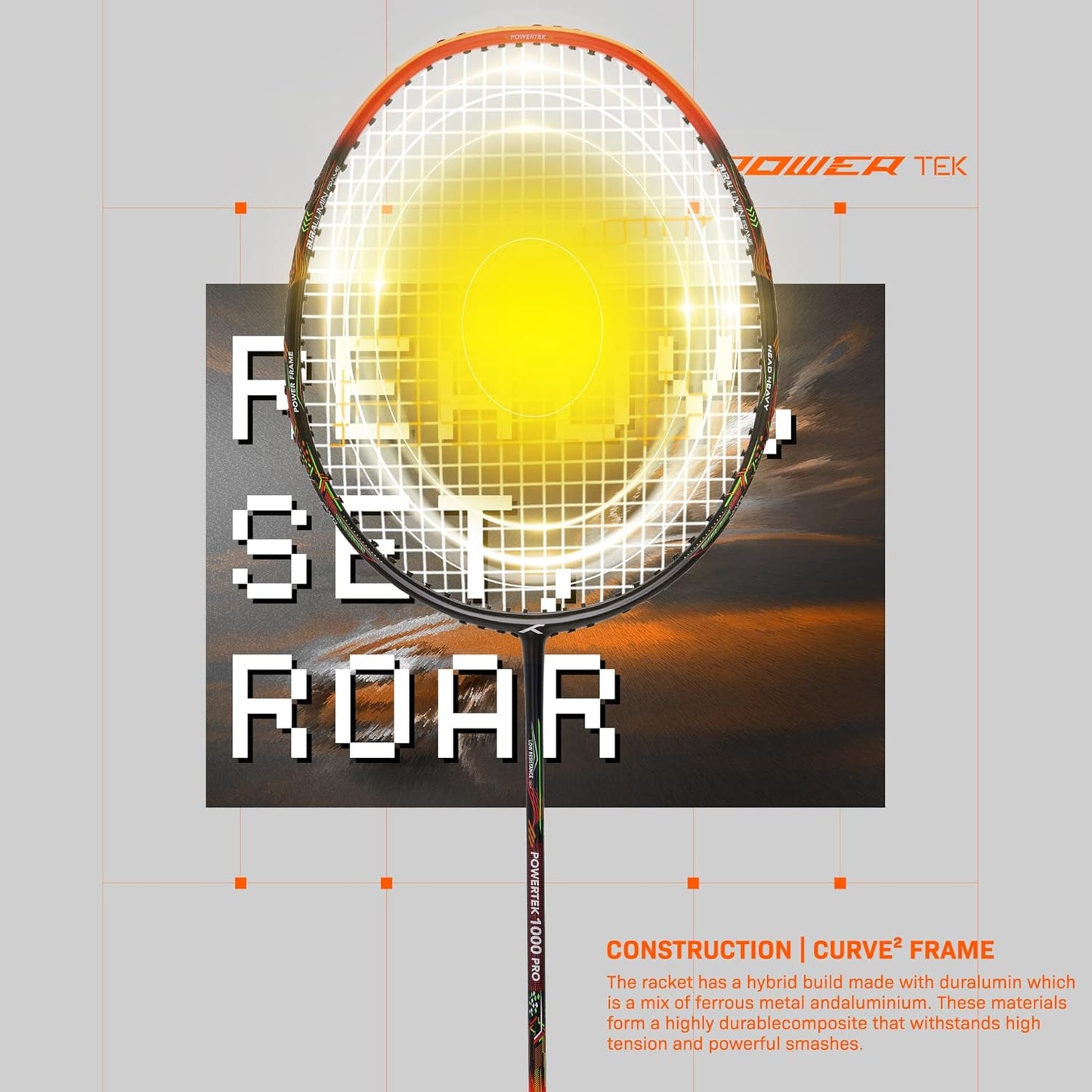 Hundred POWERTEK 1000 PRO-Strung Badminton racquet