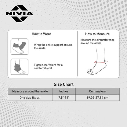 NIVIA Weight Lifting Ankle Support (Sky Blue, Free Size - Adjustable with Velcro) | Material - Neoprene | Pain Relief, Gym, Sports, Exercise, Workout, Cycling
