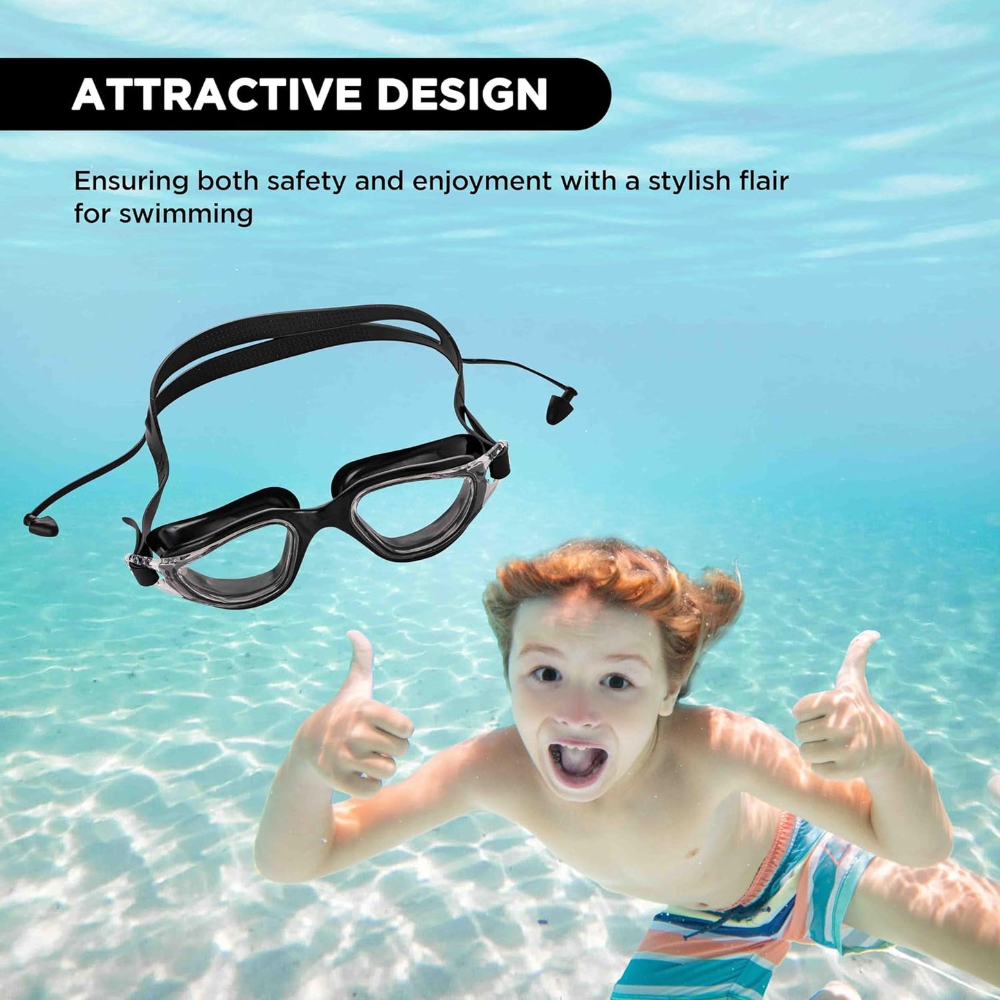 Endless EL1002 Stylish Swimming Goggle with Anti-Fog and UV Protection | Material : Silicon, Plastic | With Adjustable Strap and Ear Buds | Soft Silicon Gasket for Leak Proof | With Hard Case