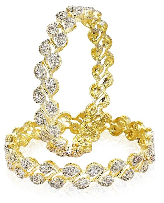 YouBella Stylish Traditional Jewellery Gold Plated and American Diamond Bangle Set for Women