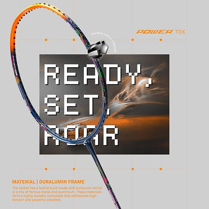 HUNDRED Powertek 1000 PRO Graphite Strung Badminton Racket with Full Racket Cover | for Intermediate Players | 95 Grams | Maximum String Tension - 26lbs