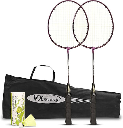 Vector X VXB-10 Aluminum Badminton Racket Pack of 3 Pieces Nylon Shuttles with Full-Cover Set