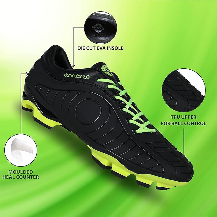 Nivia Dominator 2.0 Football Shoes | Thermoplastic Polyurethane | PVC sole | Lace-Fastening | Padded Footbed