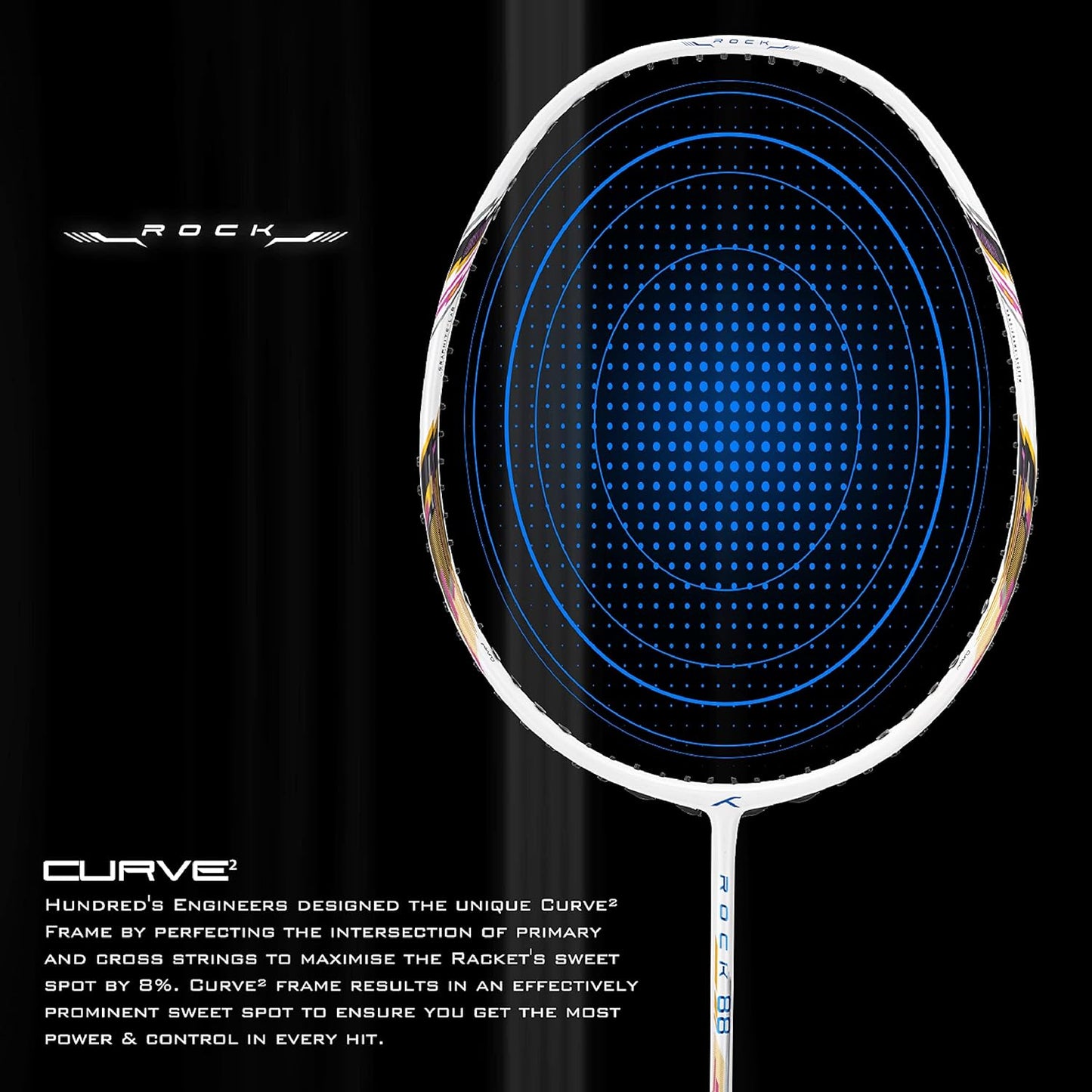 Hundred Rock 88 Carbon Fibre Strung Badminton Racket with Full Racket Cover | for Intermediate Players | 78 Grams | Maximum String Tension - 32lbs