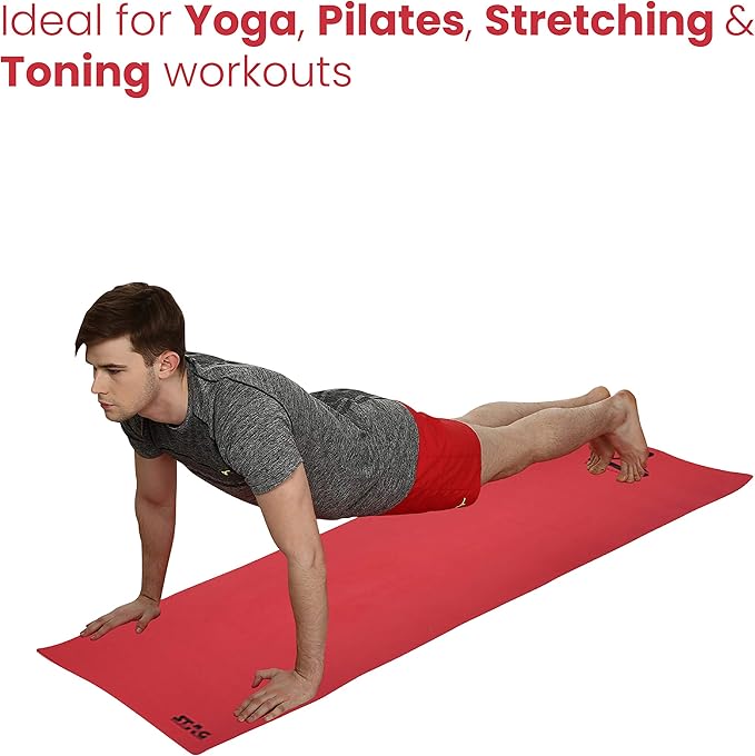 Stag Yoga Mantra Plain Mat With Bag | Home and Gym Use for Men and Women | With Cover | For Yoga, Pilates, Exercises