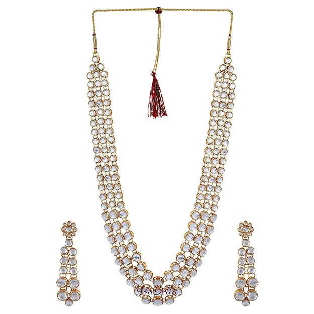 YouBella Stylish Latest Traditional Jewellery Gold Plated Jewellery Set for Women (Golden)(YBNK_5426A)