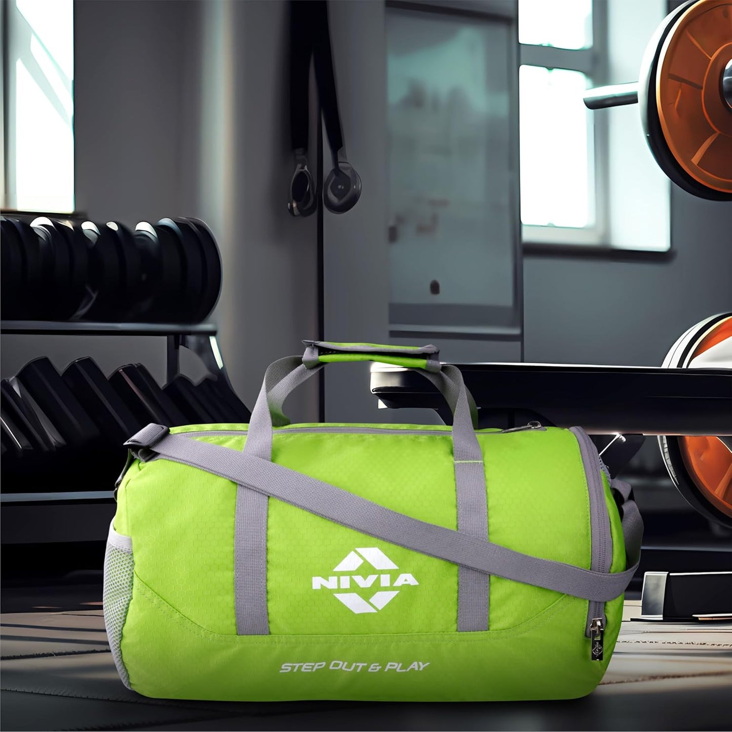 Nivia Beast Gym Bag - 4 | Polyester (Green, 15 Litre) Shoulder Bag | Fitness Bag | Sports & Travel Bag | Kit Bag | Separate Shoes Compartment | Unisex Gym Bags for Men & Women