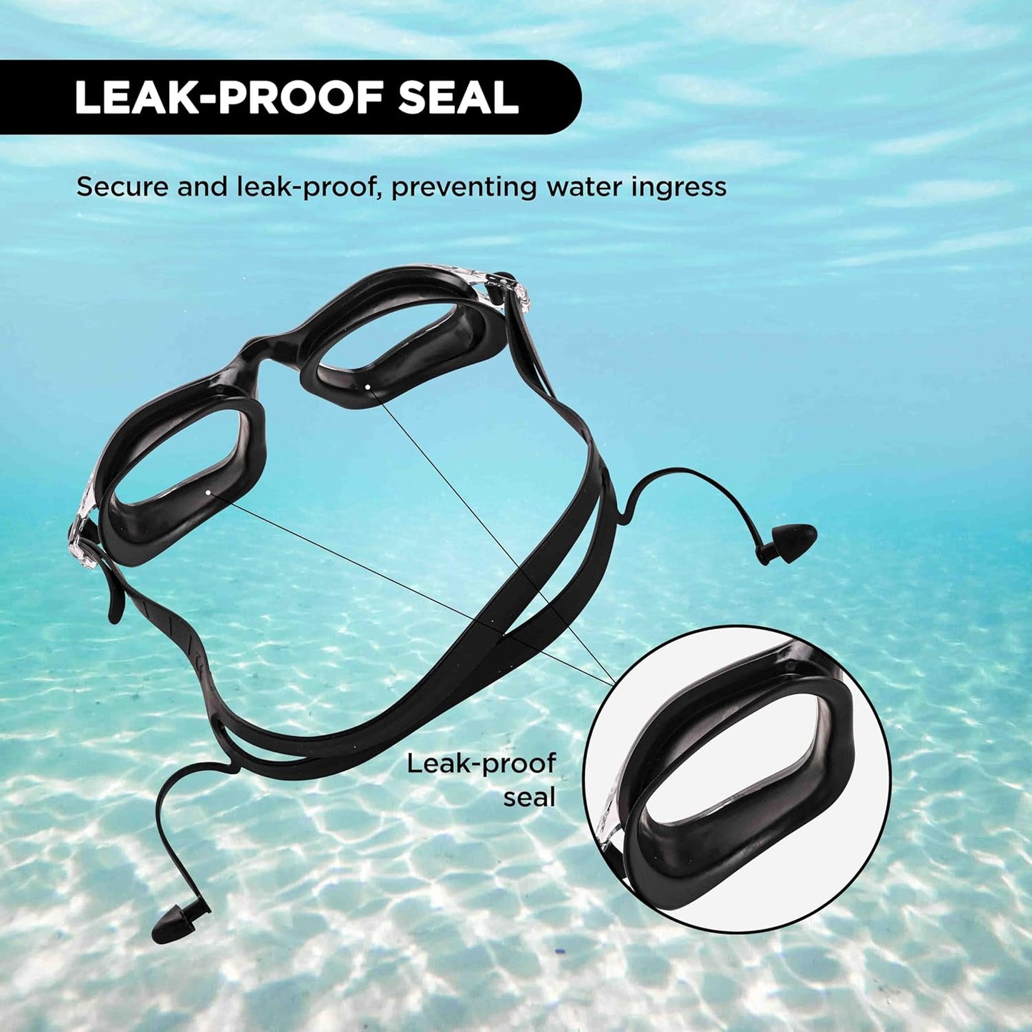 Endless EL1002 Stylish Swimming Goggle with Anti-Fog and UV Protection | Material : Silicon, Plastic | With Adjustable Strap and Ear Buds | Soft Silicon Gasket for Leak Proof | With Hard Case