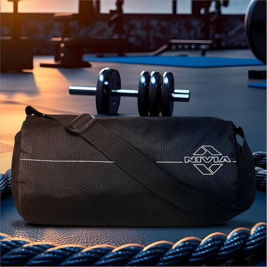 Nivia Basic Duffle Bag | Polyester (Black, 12 Litre) Gym Bags | Adjustable Shoulder Bag | Fitness Bag | Carry Bags | Sports & Travel Bag | Sports Kit Bag | Men & Women