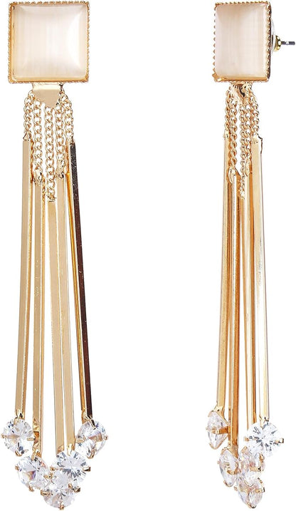 Youbella Jewellery Crystal Gold Plated Dangler White Earrings for Girl's and Women's